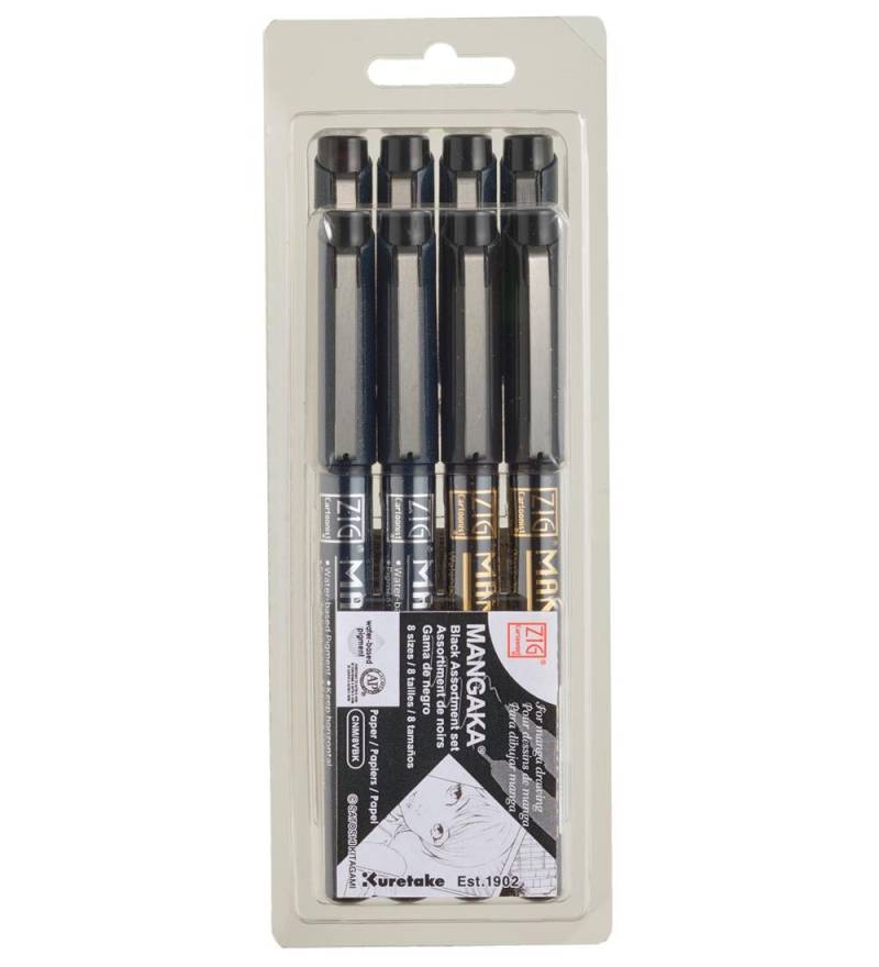 Zig Tuschen - Cartoonist Mangaka - 8 Größen - Schwarz - Zig - One Size - Filzstifte Zig Tuschen - Cartoonist Mangaka - 8 Größen - Schwarz - Zig - One Size - Filzstifte von Zig