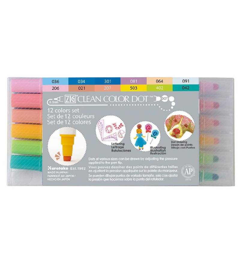 Zig Tuschen - Clean Color DOT - 12 st. - Zig - One Size - Filzstifte Zig Tuschen - Clean Color DOT - 12 st. - Zig - One Size - Filzstifte von Zig