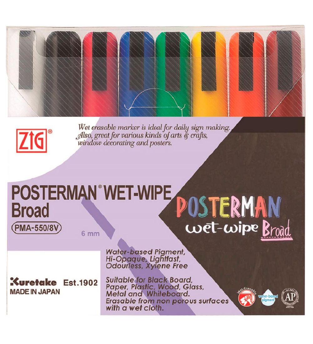 Zig Tuschen - Nass abwischbar - 6 mm - 8 st. - Zig - One Size - Filzstifte Zig Tuschen - Nass abwischbar - 6 mm - 8 st. - Zig - One Size - Filzstifte von Zig