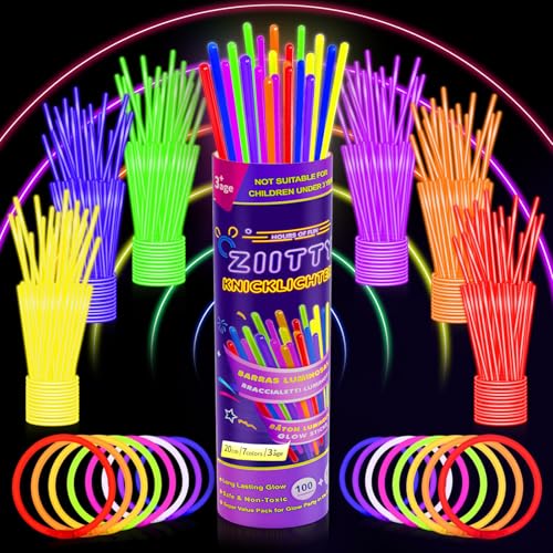 Ziitty Knicklichter Party Set, 7 Tolle Farben Knicklichter Kinder, 100 Leuchtstäbe mit 100 Verbinder für Armbänder Armringe,Neon Party Gadgets für Party Deko Hochzeiten Silvester Feuerwerk Ziitty Knicklichter Party Set, 7 Tolle Farben Knicklichter Kinder, 100 Leuchtstäbe mit 100 Verbinder für Armbänder Armringe,Neon Party Gadgets für Party Deko Hochzeiten Silvester Feuerwerk von Ziitty