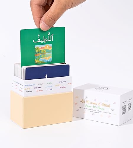 Zikr Lernen Sie die 99 Namen Allahs für Kinder | Bildungskarten illustriert mit den Attributen Allahs auf Arabisch, Phonetisch & Französisch, Taschenformat | Asma UL Husna | Geschenkidee für Taufe Zikr Lernen Sie die 99 Namen Allahs für Kinder | Bildungskarten illustriert mit den Attributen Allahs auf Arabisch, Phonetisch & Französisch, Taschenformat | Asma UL Husna | Geschenkidee für Taufe von Zikr