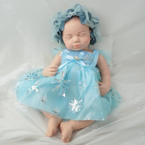 Zilasegy Babypuppe aus Silikon, 45,7 cm, realistische Babypuppe für Neugeborene, kein Vinyl, 1:1, lebensechte Reborn-Schlafpuppen für Kinder ab 3 Jahren von Zilasegy