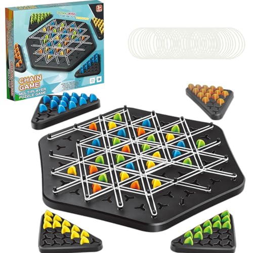 Zillary Triggle Spiel Gummibänder, Interaktives Dreieck Schach Brettspiel, Für 2-4 Spieler, Ab 8 Jahren von Zillary