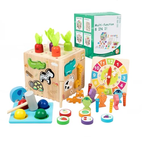 Zilynhom Montessori-Spielzeug für Kinder, 8-in-1-Holzspielzeugset mit Tierpaarung, Obstfarbsortierung, Angeln, Ballspiel, Feinmotorik-Aktivitätswürfel, Geschenk für Kleinkinder Zilynhom Montessori-Spielzeug für Kinder, 8-in-1-Holzspielzeugset mit Tierpaarung, Obstfarbsortierung, Angeln, Ballspiel, Feinmotorik-Aktivitätswürfel, Geschenk für Kleinkinder von Zilynhom