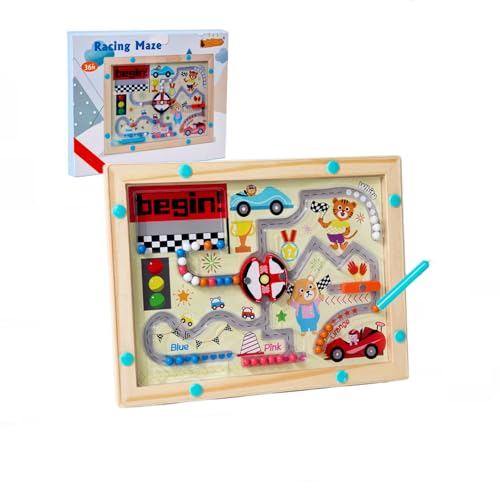 Zilynhom Magnetisches Autorenn-Labyrinth – Montessori-Holzspielzeug für 3-8 Jahre, Feinmotorik- und Farblernspiel mit Bahn, Magnetstift und robuster Acrylabdeckung Zilynhom Magnetisches Autorenn-Labyrinth – Montessori-Holzspielzeug für 3-8 Jahre, Feinmotorik- und Farblernspiel mit Bahn, Magnetstift und robuster Acrylabdeckung von Zilynhom