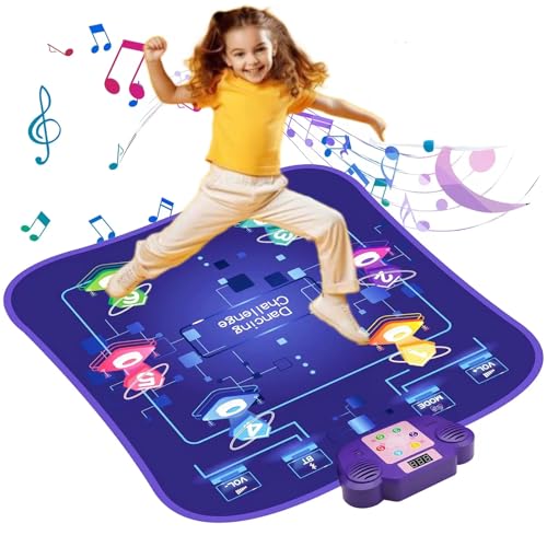 Zilynhom Tanzmatte Spielzeug,Weihnachtsgeburtstagsgeschenk für Mädchen und Jungen im Alter von 3 4 5 6 7 8 9 10 Jahren, elektronisches Tanzpad mit 5 Spielmodi,6 leuchtenden Schritttasten,Bluetooth von Zilynhom