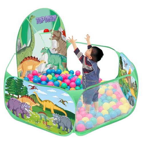 Ball Pit for Toddler with Basketball Hoop Foldable Pop-Up Baby Ball Pool for Girls Boys Indoor and Outdoor Game Small Ball Pit 4 ft / 120 cm Balls NOT Included (Dinosaur) von ZimiTeda