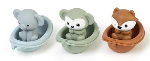 Zimoer 3er Set Tierfingerpuppen Badespielzeug – Lustige Badewannenspielzeuge für Kinder (Elefant, AFFE, Fuchs) – Sicher & Spaßig für Babys von Zimoer