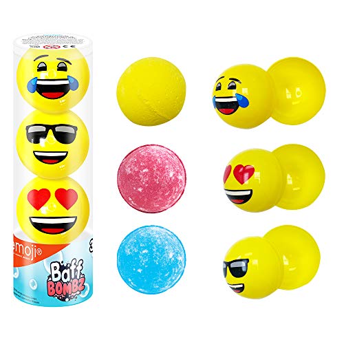 3 x Emoji-Badebomben von Zimpli Kids, Erstellen Sie eine sprudelnde Badezeit Abenteuer Kinder Baff Bombz, zertifiziert biologisch abbaubar und veganfreundliches Geschenk von Zimpli Kids