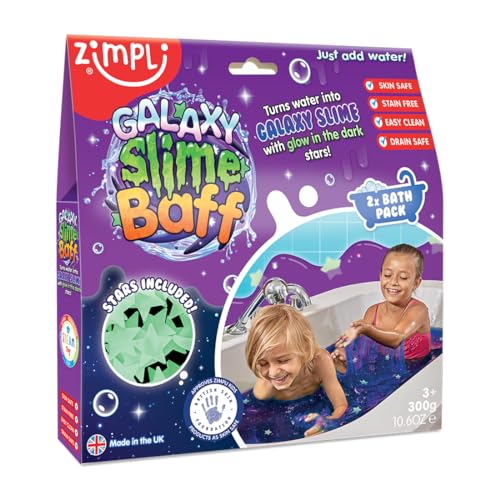 Galaxy Slime Baff 2 Use, 10 x Glow in The Dark Stars, verwandelt Wasser in klebrigen, bunten DIY Slime, Lernlabor Wissenschaft Set, Geschenke für Kinder von Zimpli Kids
