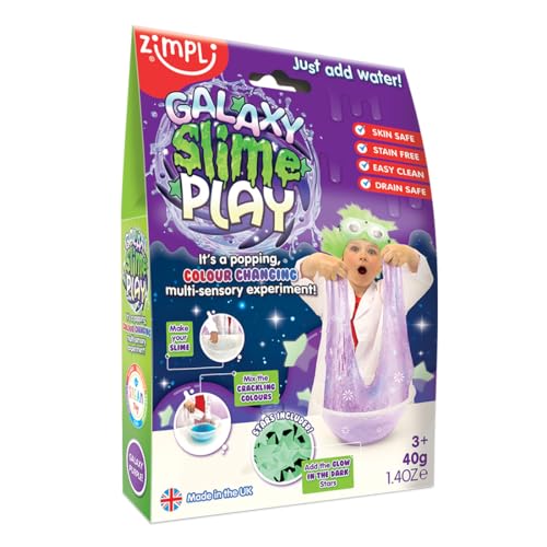 Galaxy Slime Play mit 10x Glow in The Dark Stars & 2X Free Crackle Baff von Zimpli Kids, verwandelt Wasser in klebrigen, bunten DIY Schleim, Kinder Science Experimente Kit von Zimpli Kids