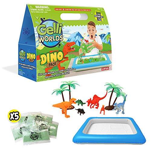 Zimpli Kids Gelli Worlds Dino Pack, grün, Dino-Spielfiguren, 5 Verwendungsmöglichkeiten, sensorisches und fantasievolles Spielset für Kinder von Zimpli Kids