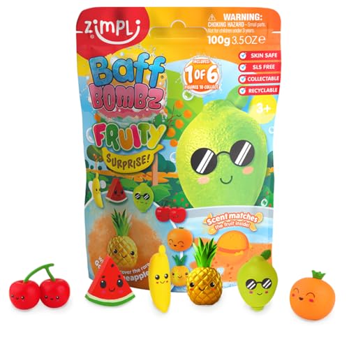 Zimpli Badebombe groß fruchtige Überraschung für Kinder, 6 Überraschungsobst Spielzeug zum Sammeln, eins für Badebombe, Sammlerstückspielzeug, Badebomben Geschenk Zimpli Badebombe groß fruchtige Überraschung für Kinder, 6 Überraschungsobst Spielzeug zum Sammeln, eins für Badebombe, Sammlerstückspielzeug, Badebomben Geschenk von Zimpli Kids
