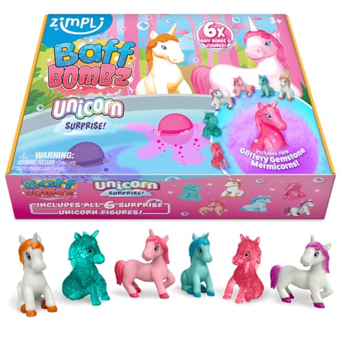 Zimpli Kids 6 große Einhorn Überraschungs-Badebomben, 6 Überraschungs-Einhorn-Spielzeuge im Inneren! Kindergeburtstagsgeschenke, Badespielzeug für Jungen und Mädchen Zimpli Kids 6 große Einhorn Überraschungs-Badebomben, 6 Überraschungs-Einhorn-Spielzeuge im Inneren! Kindergeburtstagsgeschenke, Badespielzeug für Jungen und Mädchen von Zimpli Kids
