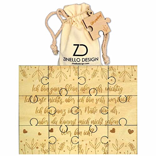 ZINELLO DESIGN - Holzpuzzle Schwangerschaftsankündigung für Ihre Lieben | Originelle Puzzleidee, persönliches Geschenk für zukünftige Papas, Omas, Opas, Paten | Baby-Geburtsmitteilung (ohne Rahmen) von Zinello Design