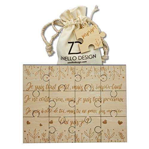 Puzzle aus Holz zur Schwangerschaft für Ihre Lieben | Geschenkidee, originelle und personalisierte Geschenkidee für werdende Papa, Großmutter, Paten, Paten von Zinello Design