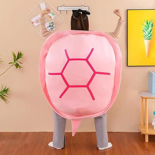 Turtle Power Shell, riesiges Schildkrötenkissen, tragbar, tragbar, Schildkrötenmuschel-Kissen, lustiges Cosplay-Plüschspielzeug, Geschenk für Kinder und Erwachsene (Rosa, 120cm) von Zinsale