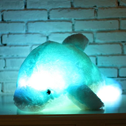 Zinsale 7 Farbwechsel LED aufhellen Gefülltes Delphin Spielzeug Plüsch Kissen Plüschtiere Nachtlicht (Weiß, 30cm) von Zinsale