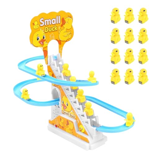 Duck Slide Toy 12 Stück Elektrische Ente Treppensteigen Spielzeug, Enten-Achterbahn mit blinkenden Lichtern und Musik EIN-/Ausschalter, Schiebetier Ente für Kinder Duck Slide Toy 12 Stück Elektrische Ente Treppensteigen Spielzeug, Enten-Achterbahn mit blinkenden Lichtern und Musik EIN-/Ausschalter, Schiebetier Ente für Kinder von Zinueen