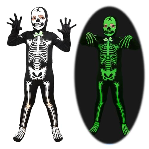 Halloween Kostüm Kinder, Leuchtend Halloween Skelett Kostüme Kinder, Halloween Kostüm Jungen Glow in the Dark Halloween Scary Jumpsuit für Jungen und Mädchen, Halloweenkostüm für Halloween Karneval Halloween Kostüm Kinder, Leuchtend Halloween Skelett Kostüme Kinder, Halloween Kostüm Jungen Glow in the Dark Halloween Scary Jumpsuit für Jungen und Mädchen, Halloweenkostüm für Halloween Karneval von Zinueen