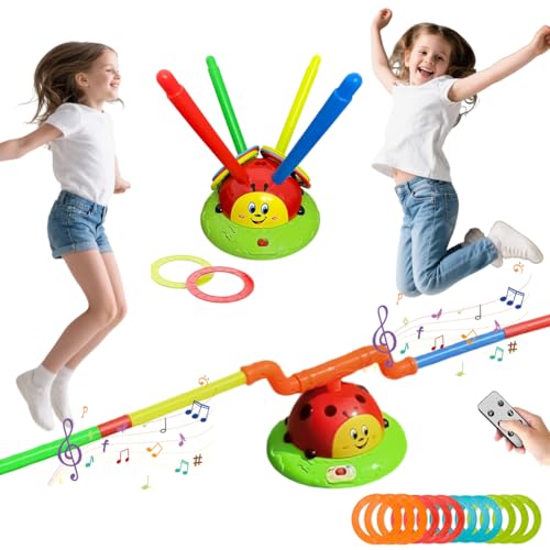 Musikalisches Sprungspiel Set mit Ringwurfspiel - Sport Spielzeug für Kinder - Outdoor Aktivitäten für Kinder - Buntes Marienkäfer Design - Fördert die körperliche Aktivität (B) von Zinueen