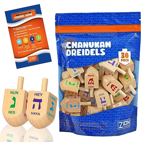Zion Judaica Holz-Dreidels, mittelgroß, in Druckverschlussbeutel 30 Pack natürliches Holz Zion Judaica Holz-Dreidels, mittelgroß, in Druckverschlussbeutel 30 Pack natürliches Holz von Zion Judaica Ltd