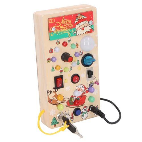 Besetztes Schild für Kleinkinder mit 8 LED-Beleuchtungsschaltern, Schalter aus Holz im Weihnachtsstil, Bedienfeld für sensorisches Spielzeug unter 1 Jahr von Zisemeil