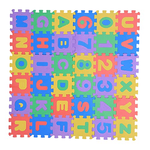 Krabbelmatte aus weichem EVA-Schaum, 36 Teile, Spielmatte mit Zahlen und Buchstaben für Babys und Kinder von Zisemeil