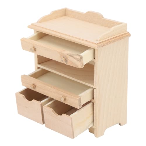 Mini-Schubladenschrank, Modell 1:12, Puppenhaus, Möbel aus Massivholz, Anhänger, Miniatur-Dekorationsspielzeug zum Selbstaufbauen von Zisemeil