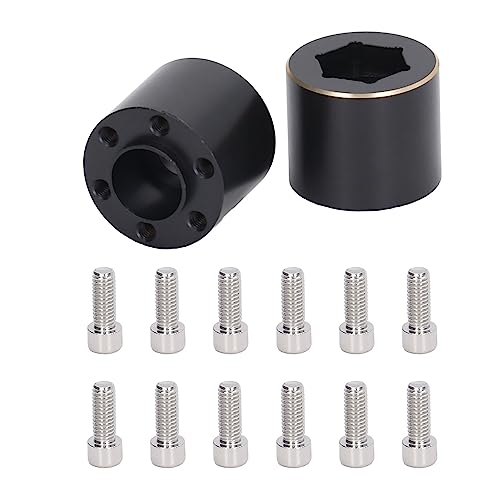 Radnabenabstandsadapter Sechskant von 1,9 bis 2,2 Zoll, 2 Stück, Felgenadapter aus schwarzem Messing, für ferngesteuertes Auto (18,5 mm) von Zisemeil