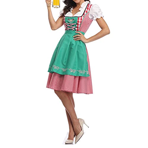 Zisemeil Damen Oktoberfest Trachtenkleid Deutsches Bierfest Dirndl Kleid Dienstmädchen Uniform Anzug Bayerisches Trachtenkleid (M) von Zisemeil