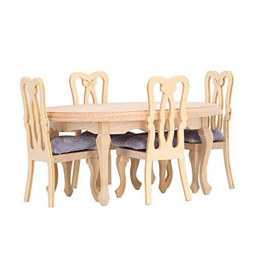 Zisémeil Puppenhaus, Tisch, Stuhl, 1:12, Puppenhaus, realistisch, Miniaturmöbel, Esstisch, Stuhl, Modell-Set, Dekoration zu Hause Zisémeil Puppenhaus, Tisch, Stuhl, 1:12, Puppenhaus, realistisch, Miniaturmöbel, Esstisch, Stuhl, Modell-Set, Dekoration zu Hause von Zisemeil