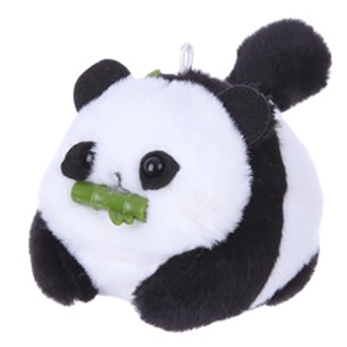 Ausgestopfter Panda, ausgestopfter Pandabär, Pandajunges, das mit dem Schwanz wedelt, Schlüsselanhänger, interaktives Plüschbärenspielzeug mit Schleife, weiches Cartoon-Plüschtier, Puppe, Panda von Ziurmut