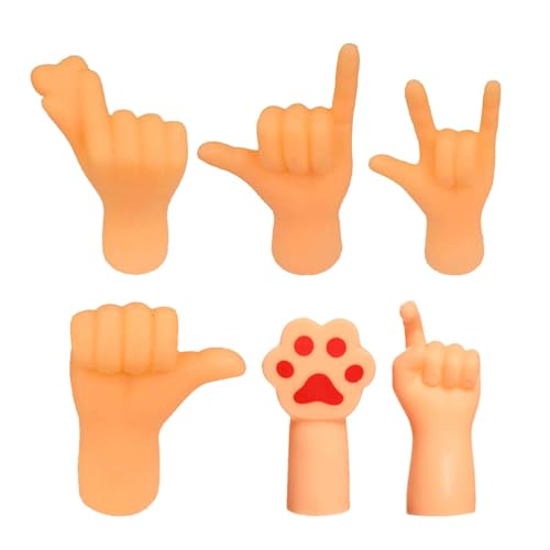 Fingerpuppen mit winzigen Händen, Mini-Fingerhände, 6 Stück, realistische Mini-Fingerpuppen aus Gummi, Katzen-Minihände für Rollenspiele, Geschichtenerzählen, Puppenspiel, fantasievolles Rollen von Ziurmut