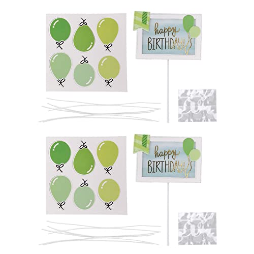 2 Stück „Happy Birthday“-Kuchenaufsätze Mit Buchstaben Und Niedlichem Luftballon Für Die Dekoration von Geburtstagskuchen Und Cupcakes(Grün) von Zixyqol
