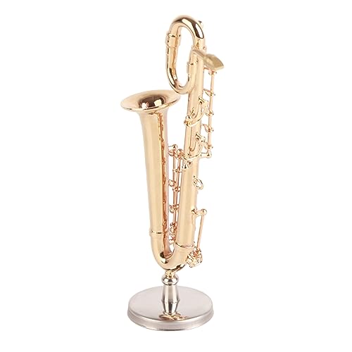 Zixyqol Vergoldetes Instrumentenmodell, Ornamente, Saxophon, Miniatur-Puppenhaus-Musikinstrument, Miniatur-Nachbildung Eines Saxophons von Zixyqol
