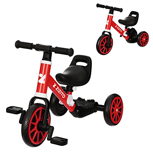 Kinder Dreirad Ab 2 Laufrad Kinderdreirad Kinderfahrzeug Lauffahrrad Lauflernhilfe Für Jungen Und Mädchen Kleinkind Spielzeug (Rot) von Zizito