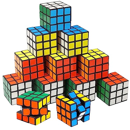 Mini Zauberwürfel Set, 12 Stück Zauberwürfel 3x3 cm, Magic Cube Spielzeug Geschenke, Geschwindig Keitswürfel für Weihnachten Reisespiele Kindergeburtstag Mädchen und Jungen von Zkaoai