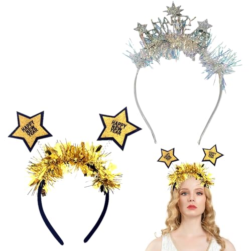Zkaoai 2 Stück Silvester Haarreif, Happy New Year Haarreifen, Silvester Kopfschmuck, Neujahr Stirnband, Silvester Deko Tiara, Happy New Year Stirnband für Silvester Party Haarschmuck Zubehör Zkaoai 2 Stück Silvester Haarreif, Happy New Year Haarreifen, Silvester Kopfschmuck, Neujahr Stirnband, Silvester Deko Tiara, Happy New Year Stirnband für Silvester Party Haarschmuck Zubehör von Zkaoai
