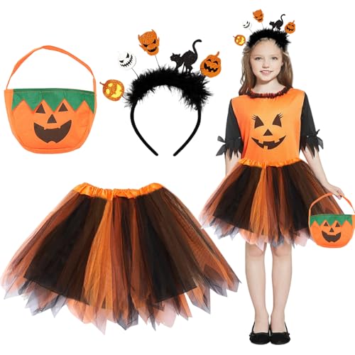 Hexenkostüm Kinder, Halloween Hexenkostüm Mädchen, Hexenrock Mädchen Tutu Rock Kürbis Tasche und Haarreif, Hexenkostüm, Halloween Kostüm Mädchen, Hexe Kostüm für Karneval Halloween Fasching Party Hexenkostüm Kinder, Halloween Hexenkostüm Mädchen, Hexenrock Mädchen Tutu Rock Kürbis Tasche und Haarreif, Hexenkostüm, Halloween Kostüm Mädchen, Hexe Kostüm für Karneval Halloween Fasching Party von Zkaoai