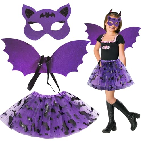 Fledermaus Kostüm Kinder, Karneval Kostüm Kinder, Fledermaus Kostüm Mädchen, Vampir Fledermausflügel mit Lila Schwarz Tutu, Fledermaus Flügel Kostüm,Cosplay Zubehör für Karneval Karneval Mottoparty Fledermaus Kostüm Kinder, Karneval Kostüm Kinder, Fledermaus Kostüm Mädchen, Vampir Fledermausflügel mit Lila Schwarz Tutu, Fledermaus Flügel Kostüm,Cosplay Zubehör für Karneval Karneval Mottoparty von Zkaoai