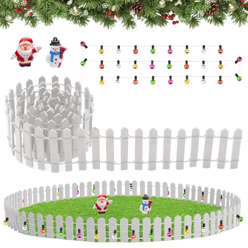 Miniatur Zaun Gartenzaun Holz, Miniatur Wichtel Zubehör, 90 x 5 cm Weiß Gartenzaun Holz mit 100 cm Deko Lichterkette, Wichtel zubehör Weihnachten, Puppenhaus Zubehör, Wichtel Zubehör Weihnachten Miniatur Zaun Gartenzaun Holz, Miniatur Wichtel Zubehör, 90 x 5 cm Weiß Gartenzaun Holz mit 100 cm Deko Lichterkette, Wichtel zubehör Weihnachten, Puppenhaus Zubehör, Wichtel Zubehör Weihnachten von Zkaoai