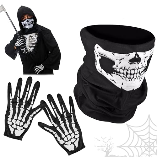 Skelett Maske + Skelett Handschuhe, Skeleton Gloves Gesichtsmaske, Halloween Skull Mask, Schädel Gesicht Schlauch Maske, Skelett Maske Kinder, Totenkopf Maske Schwarz Weiß für Cosplay Kostüm Karneval Skelett Maske + Skelett Handschuhe, Skeleton Gloves Gesichtsmaske, Halloween Skull Mask, Schädel Gesicht Schlauch Maske, Skelett Maske Kinder, Totenkopf Maske Schwarz Weiß für Cosplay Kostüm Karneval von Zkaoai