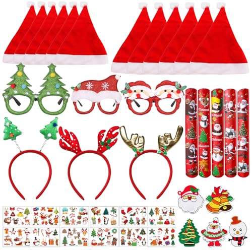 Zkaoai 40 Stück Weihnachts Accessoires, 3 Haarreifen Weihnachten, 12 Weihnachtsmützen,3 Weihnachten Brillen Rahmen,5 Weihnachten Slap Armbänder,12 Weihnachten Aufkleber,5 Bestickte Aufnäher Zkaoai 40 Stück Weihnachts Accessoires, 3 Haarreifen Weihnachten, 12 Weihnachtsmützen,3 Weihnachten Brillen Rahmen,5 Weihnachten Slap Armbänder,12 Weihnachten Aufkleber,5 Bestickte Aufnäher von Zkaoai