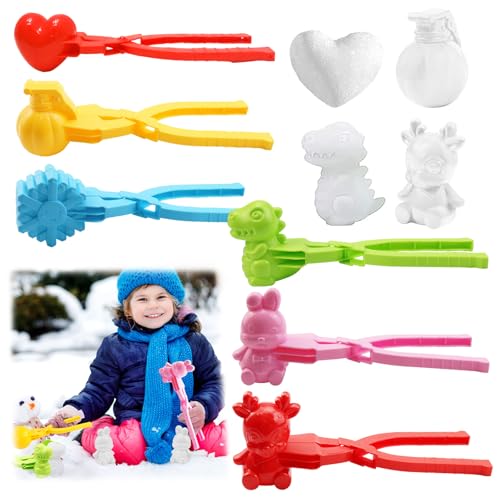 Zkaoai Winter Schneeball Maker, 6 Stück Schneeball Former, Sandball Schneeball Clip, Cartoon Schneeball Maker, Schneeballformer, Winter Schneeballzange Spielzeug für Kinder im Freien Spielen (F) von Zkaoai