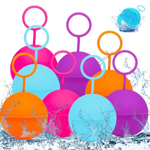 8 Stück Wasserbomben Wiederverwendbar, Schnellfüller Wasserbomben Silikon Spritzbälle mit Mesh Bag,Wiederverwendbare Wasserbomben mit Zugring,Outdoor Wasserspielzeug im Sommer für Kinder, Erwachsene 8 Stück Wasserbomben Wiederverwendbar, Schnellfüller Wasserbomben Silikon Spritzbälle mit Mesh Bag,Wiederverwendbare Wasserbomben mit Zugring,Outdoor Wasserspielzeug im Sommer für Kinder, Erwachsene von Zkaoai