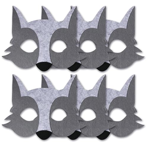 Zkaoai Wolf Fühlte Halb Tier Maskerade Masken, 6 Stück Wolf Kostüm Masken, Wolf Masken Fühlte Halb Tier Kopf Masken, Werwolf Maske für Kostüm Zubehör Halloween Karneval Dekorationen Partei Liefert von Zkaoai