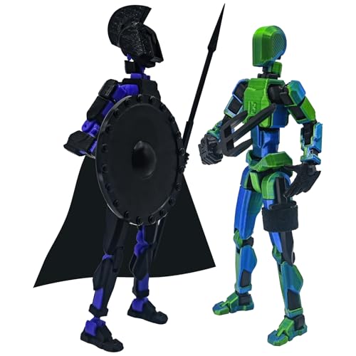 (Montage abgeschlossen) T13 Action Figur Set, 3D gedruckte Action Figuren, Dummy 13 Action Figur, Titan 13 Action Figur, für Sammler Desktop Dekorationen (2PCS - Black Purple/Laser Green) von Zkgiftsdz