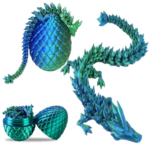 Zkgiftsdz 3D-Gedruckter Drache - Dracheneier mit Drache im Inneren, 3D-gedrucktes Zappelspielzeug, gelenkiges Kristalldrachen-Zappelspielzeug für Heim und Büro (Laser Green) von Zkgiftsdz