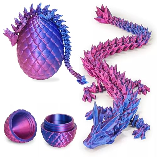 Zkgiftsdz 3D-Gedruckter Drache - Dracheneier mit Drache im Inneren, 3D-gedrucktes Zappelspielzeug, gelenkiges Kristalldrachen-Zappelspielzeug für Heim und Büro (Laser Violet) von Zkgiftsdz